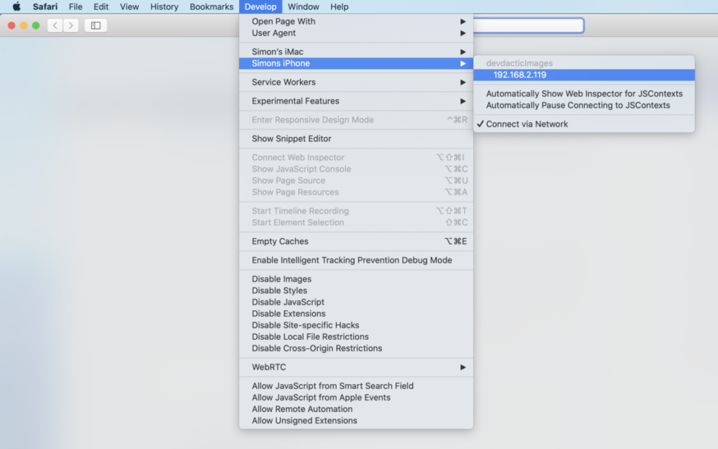 safari remote debug