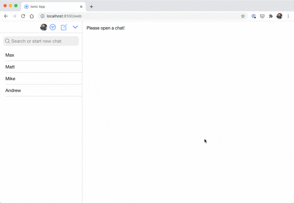 Ionic 2 chat app